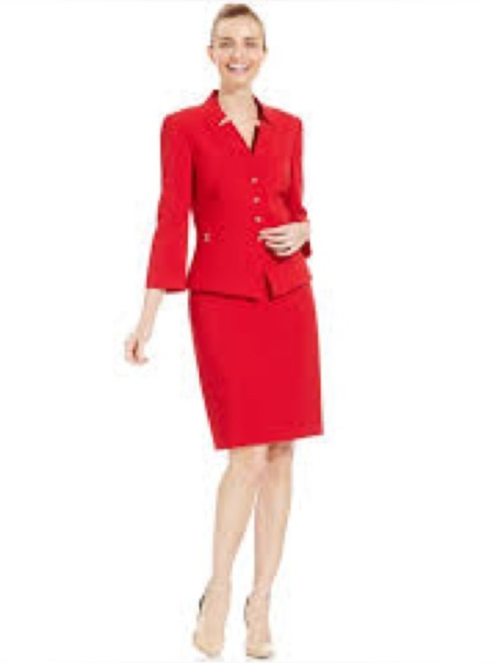 Coral Anne Klein skirt suit